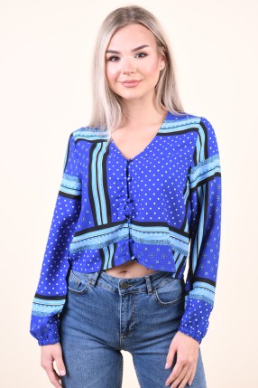 Bluza ONLY Elanie V-Neck Cropped Mazarine Blue