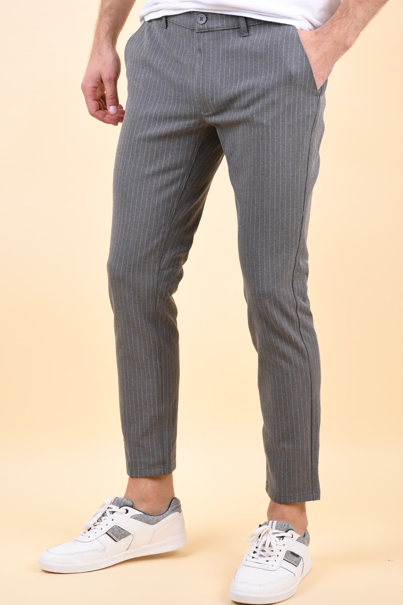 Pantaloni ONLY&Sons Mark Stripe Light Grey Melange