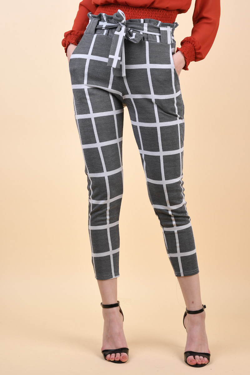 Pantaloni Sister Point Cen-Pa2 Black/Cream Checks