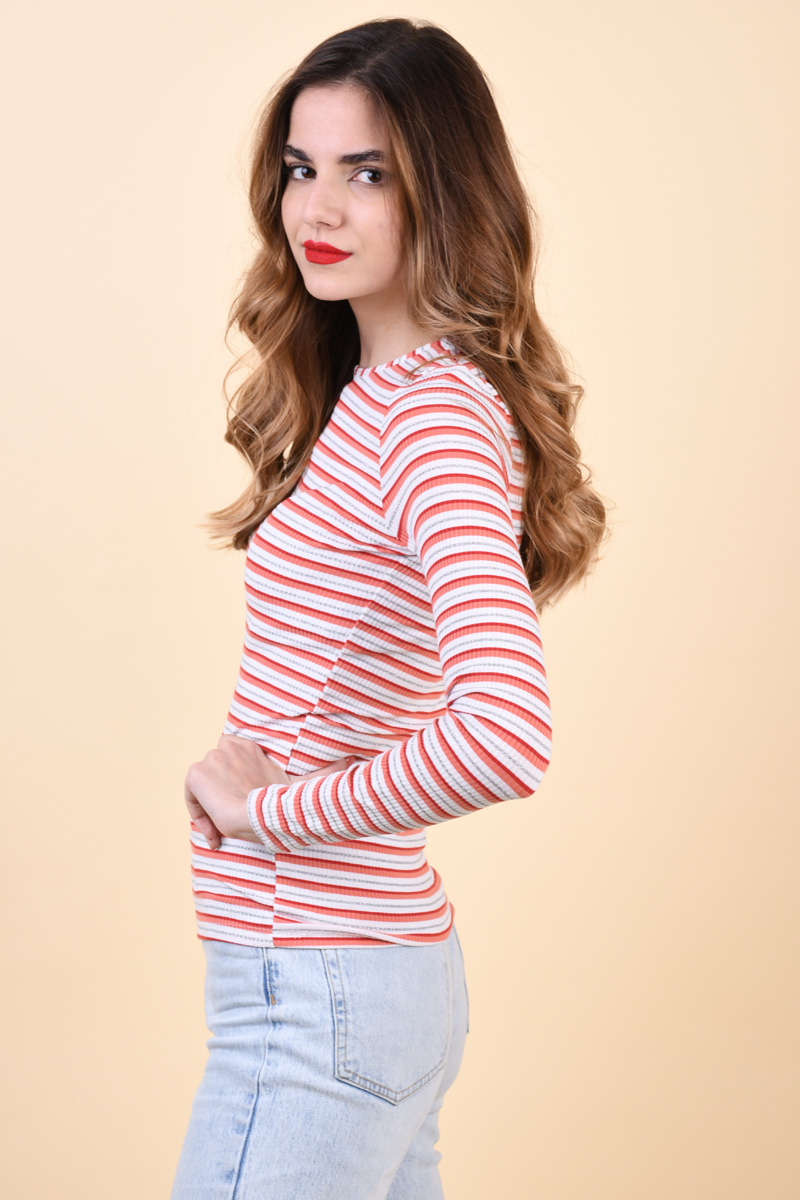 Bluza Sister Point Pany-Ls Red Stripe