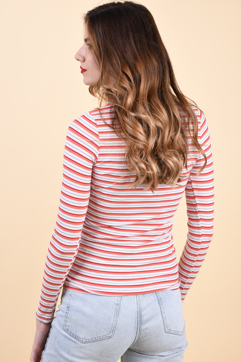 Bluza Sister Point Pany-Ls Red Stripe